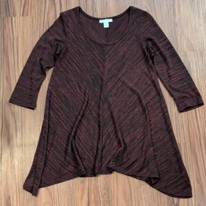 Motherhood Maternity Marled Wine and Black Scoop Neck Tunic